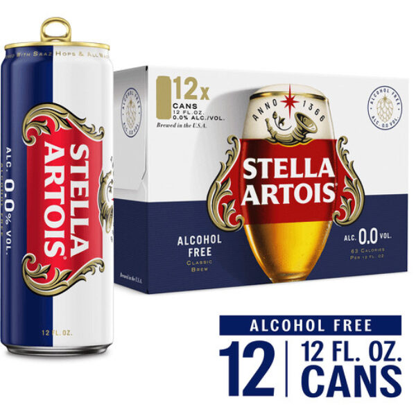 Stella Artois 0.0 Alcohol Free Brew, Non-alcoholic Beer 12 Pack 12 fl oz Cans